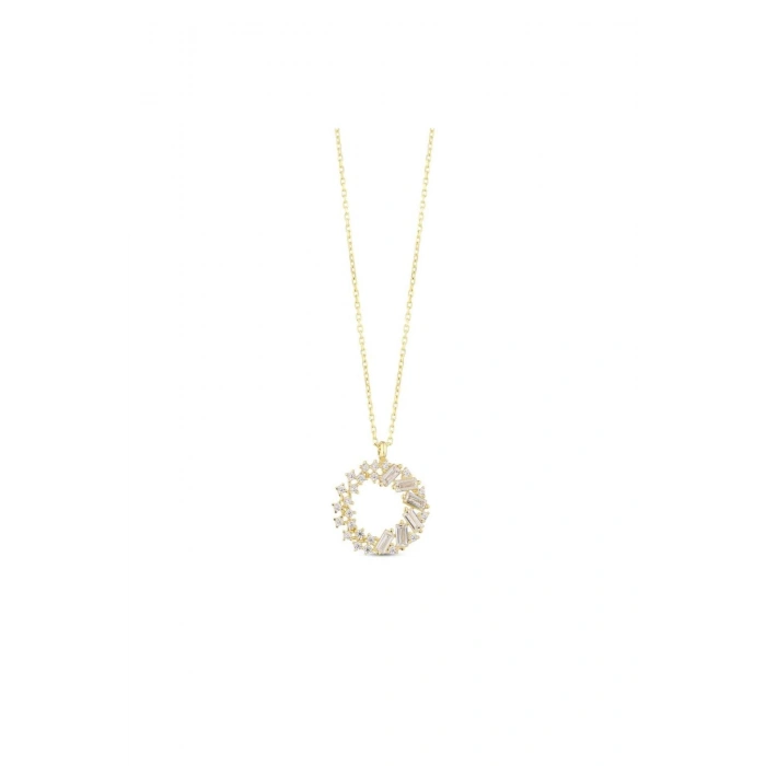 Taşlı Tasarım Altın Kolye - 14k - 1.85gr