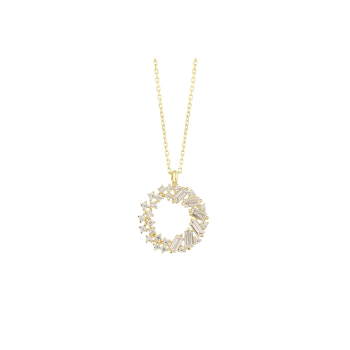 Taşlı Tasarım Altın Kolye - 14k - 1.85gr