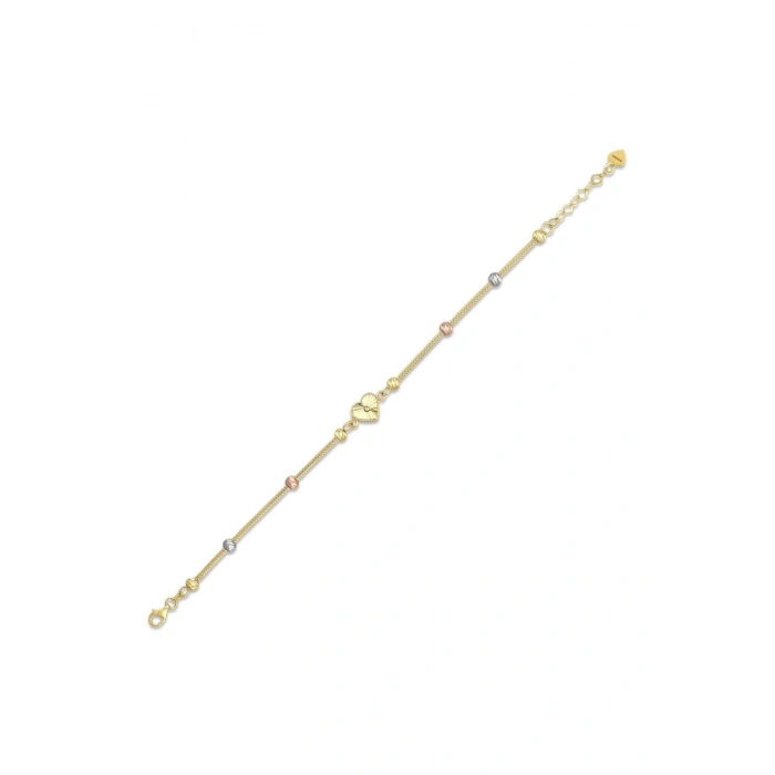Kalp Figürlü Altın Bileklik - 14k - 3.48gr