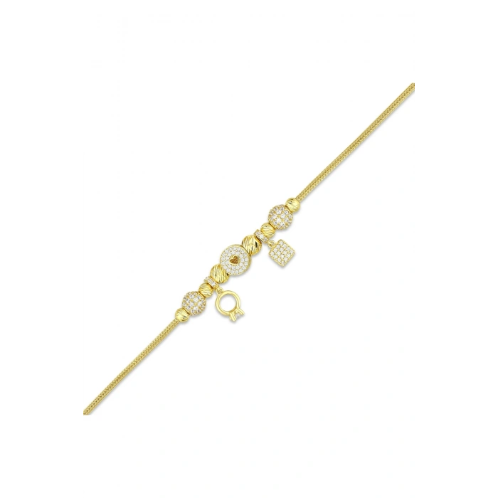 Tasarım Altın Charm Bileklik - 14K