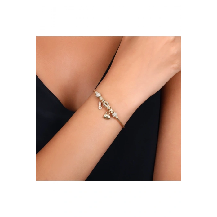 Tasarım Altın Charm Bileklik - 14K