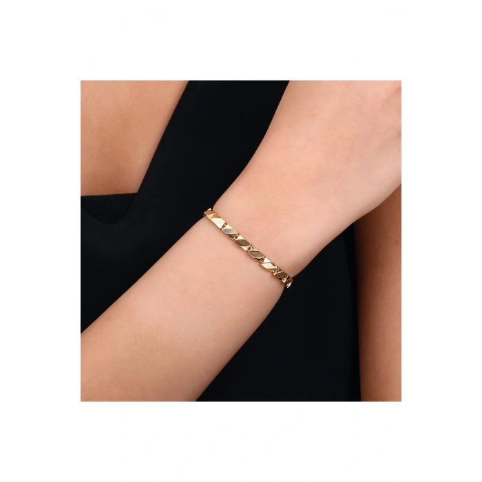 Asimetrik Tasarım Altın Bileklik - 14k - 7.00gr