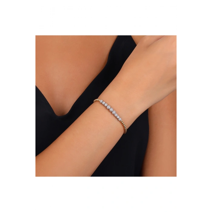 Taşlı Altın Bileklik - 14K - 7.98gr