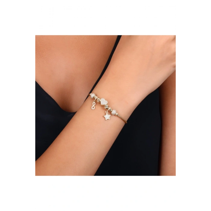 Tasarım Altın Charm Bileklik - 14K