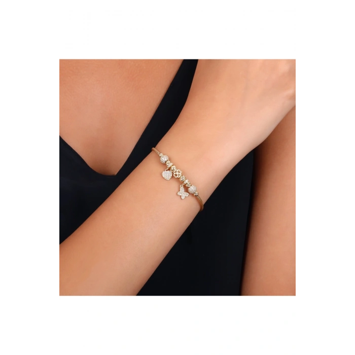 Tasarım Altın Charm Bileklik - 14K