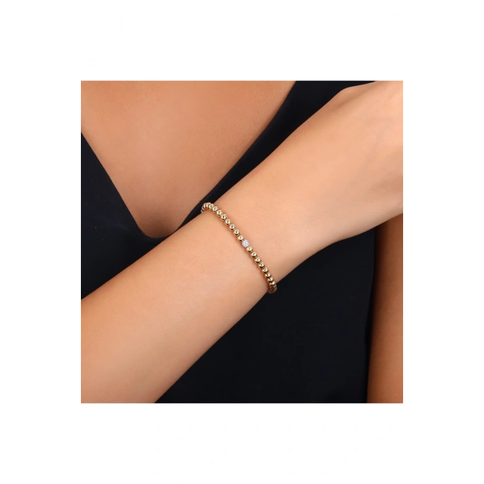 Taşlı Altın Bileklik - 14k - 8.93gr