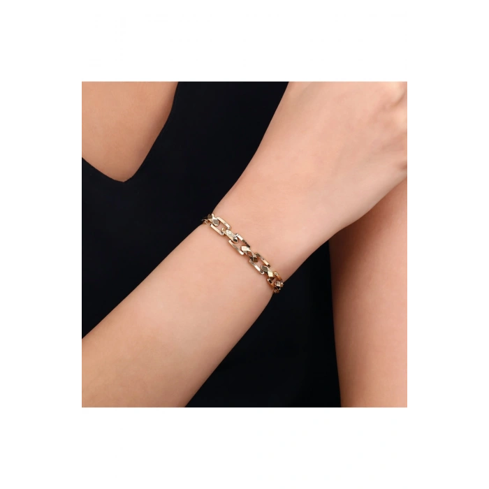 Kare Tasarım Altın Zincir Bileklik - 14k - 8.95gr