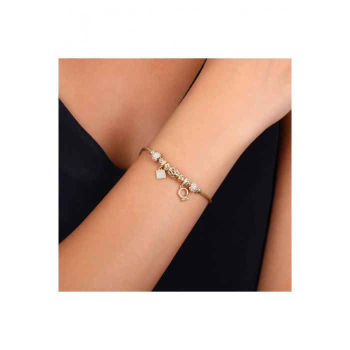 Tasarım Altın Charm Bileklik - 14K