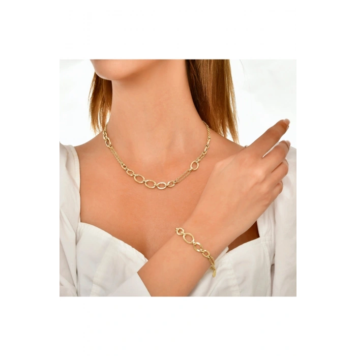 Zincir Formlu Altın Set - 14k - 4.20gr