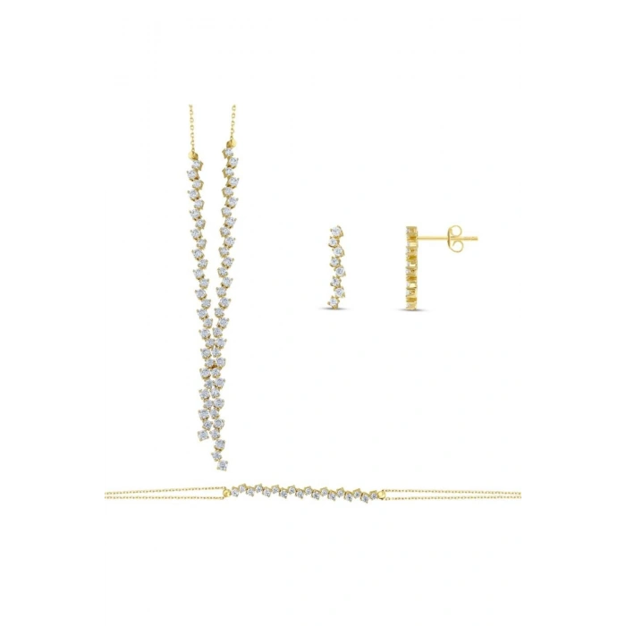Taşlı Altın Nişan Düğün Set - 14k - 13.37gr