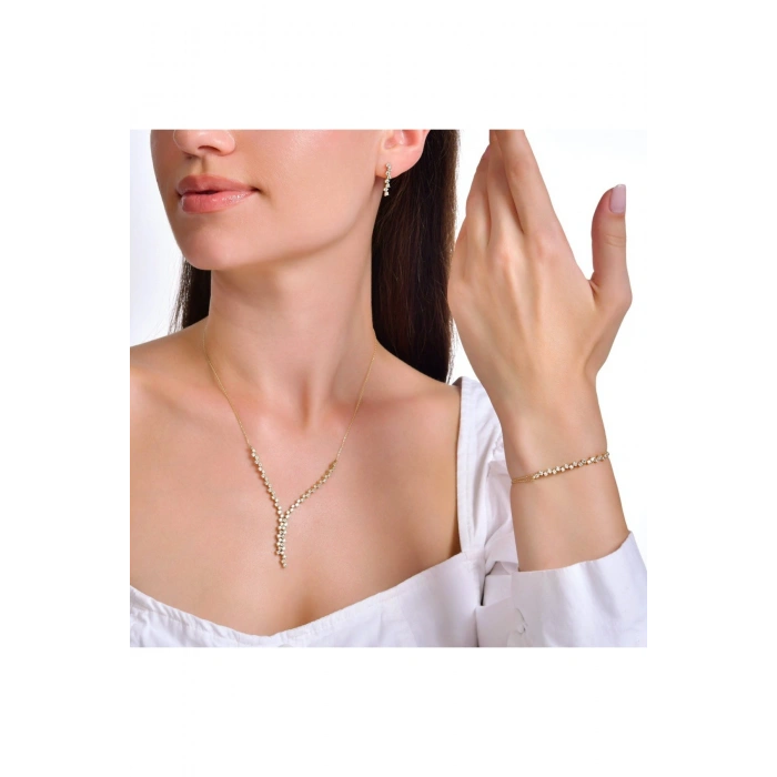 Taşlı Altın Nişan Düğün Set - 14k - 13.37gr