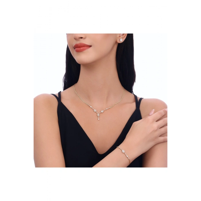 Taşlı Altın Nişan Düğün Set - 14k - 9.62gr