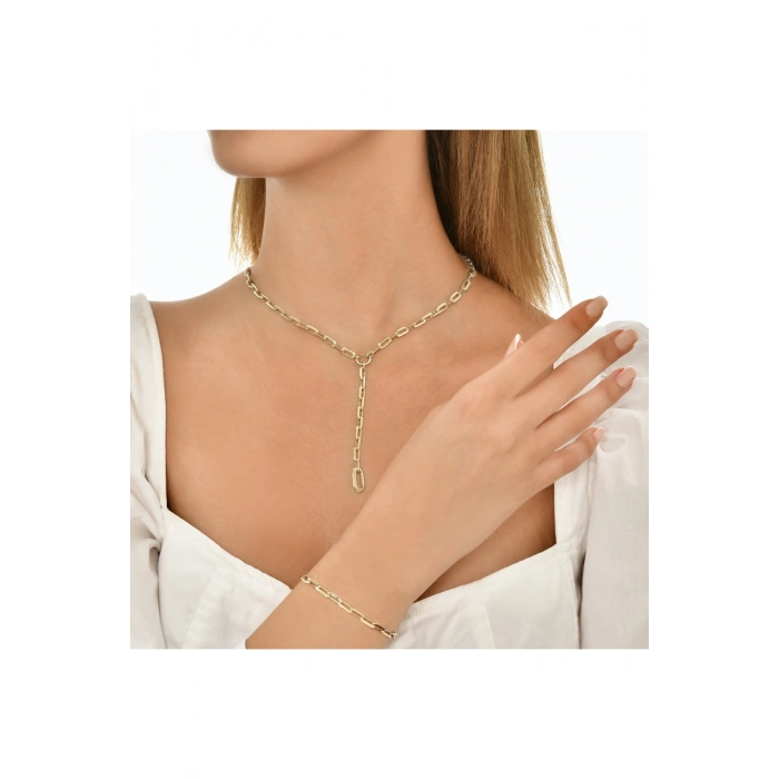 Zincir Formlu Altın Set - 14K