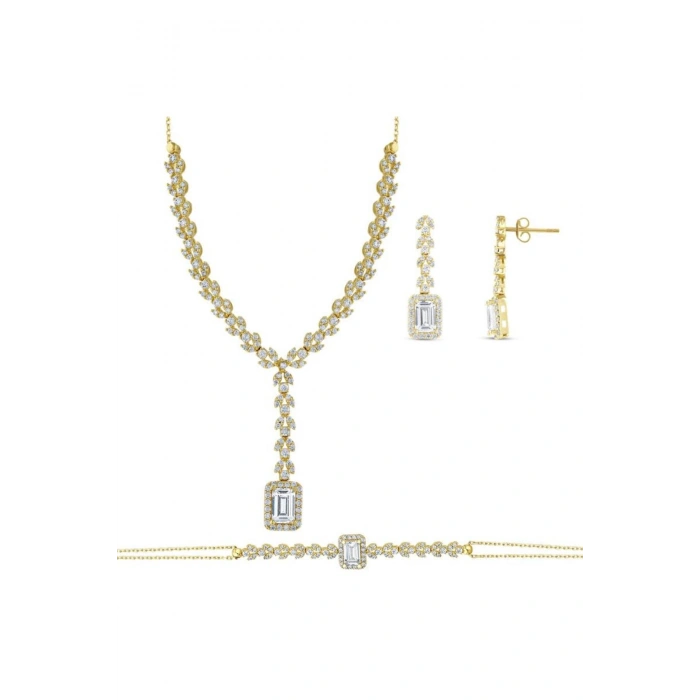 Taşlı Altın Nişan Düğün Set - 14k - 12.25gr
