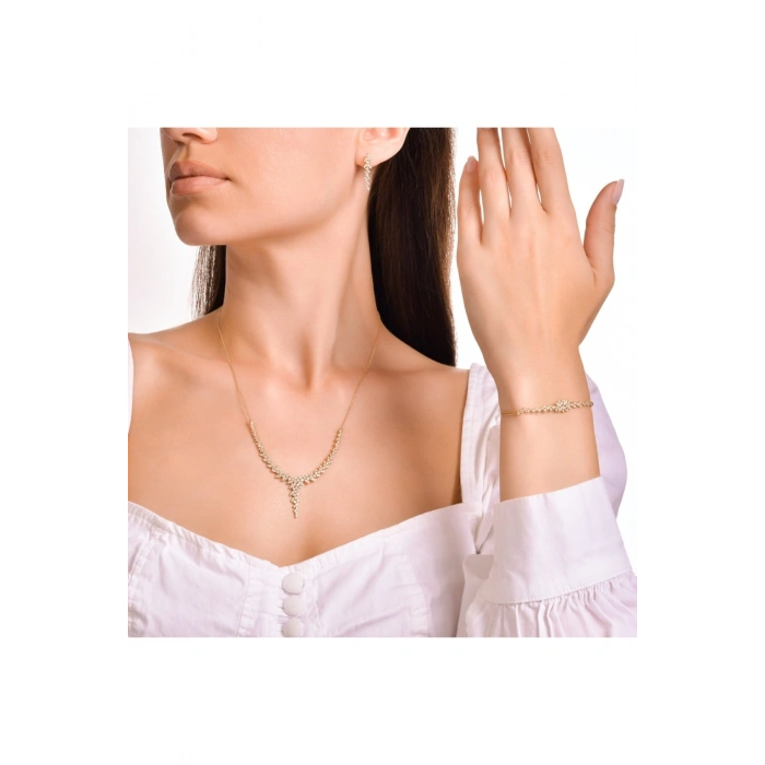 Taşlı Altın Nişan Düğün Set - 14k - 12.50gr