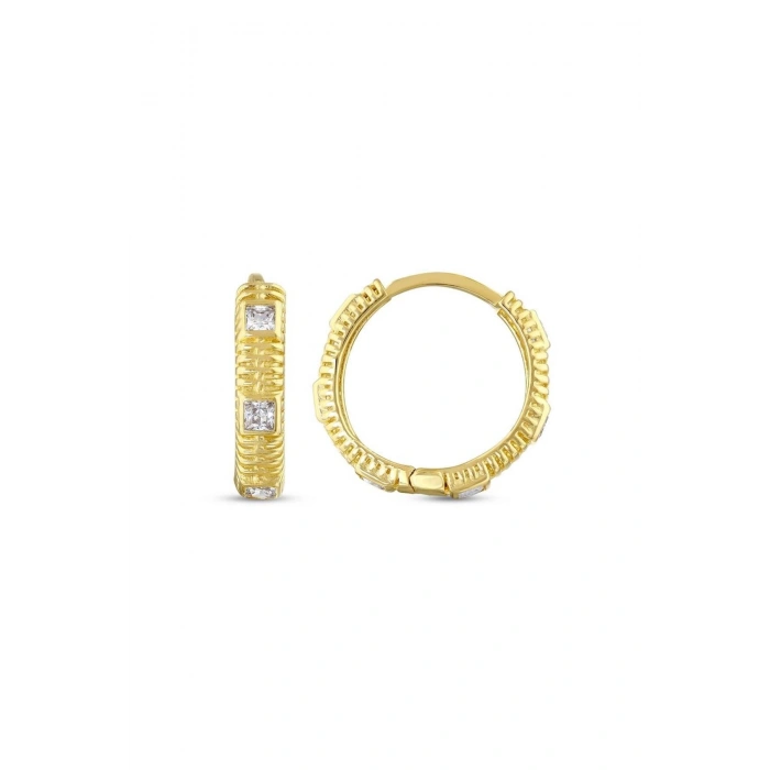 Taşlı Altın Halka Küpe - 14k - 2.36gr