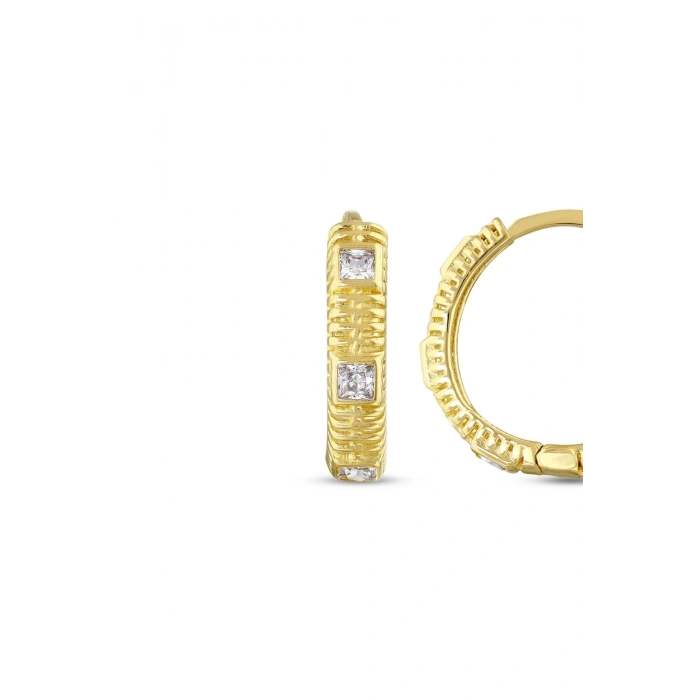 Taşlı Altın Halka Küpe - 14k - 2.36gr