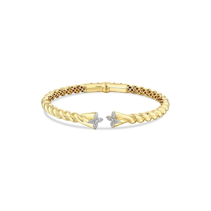 Taşlı Tasarım Altın Kelepçe - 14k - 11.87gr