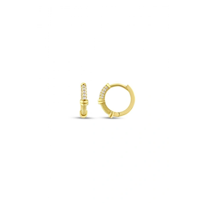 Taşlı Altın Halka Küpe - 14k - 3.25gr