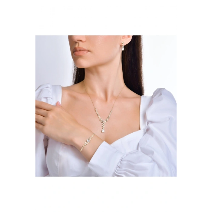 Taşlı Altın Nişan Düğün Set - 14k - 13.19gr