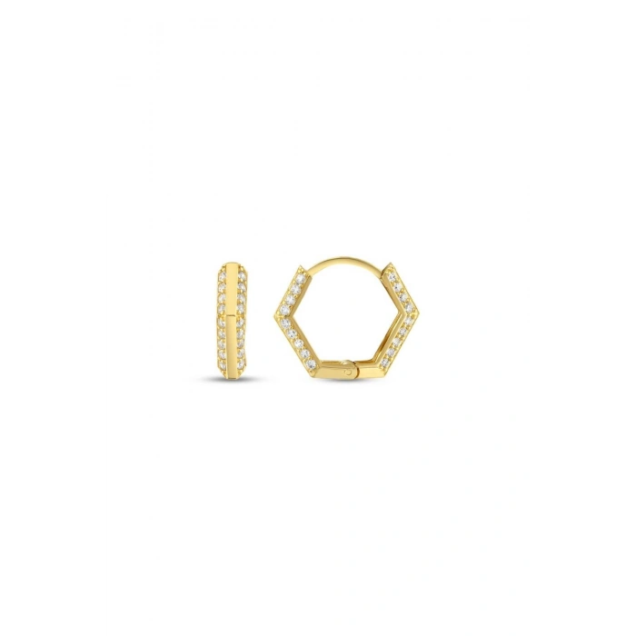Taşlı Altın Halka Küpe - 14k - 2.31gr