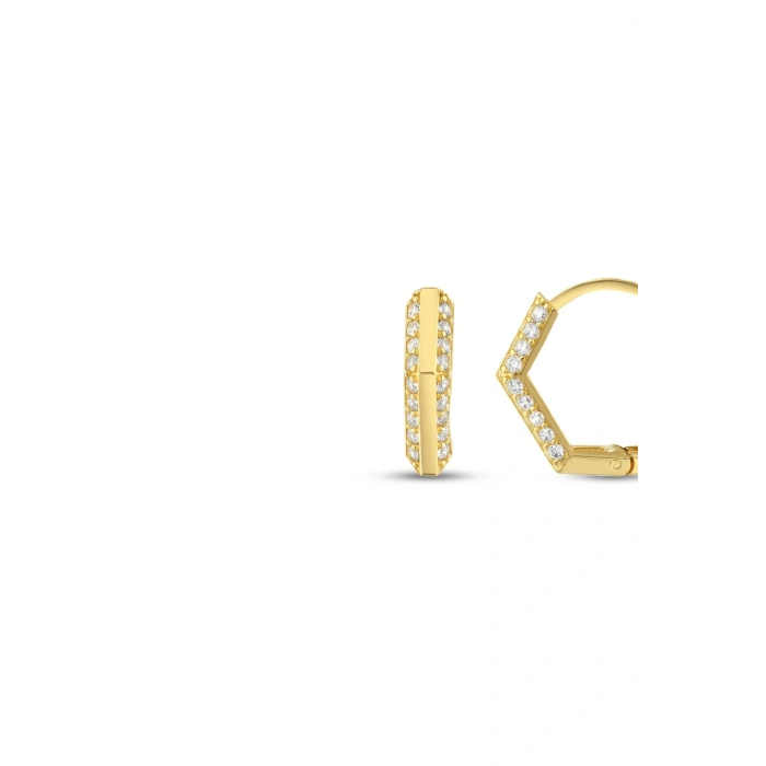 Taşlı Altın Halka Küpe - 14k - 2.31gr