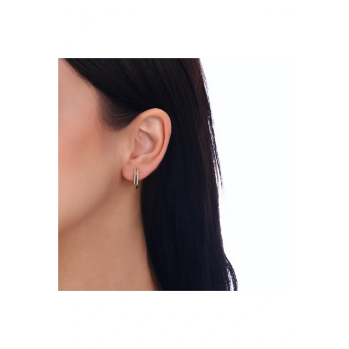 Taşlı Altın Halka Küpe - 14k - 2.31gr