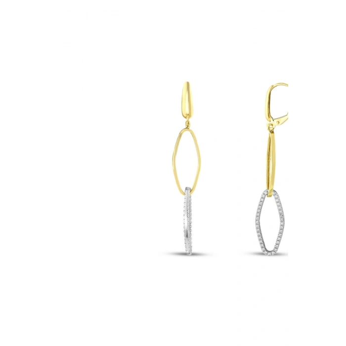 Altın Sallantılı Tasarım Küpe - 14K