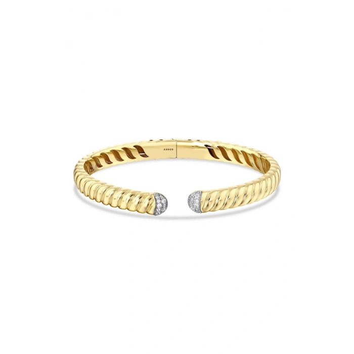Taşlı Tasarım Altın Kelepçe - 14k - 12.27gr