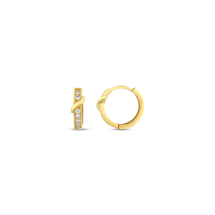 Taşlı Altın Halka Küpe - 14k - 3.09gr