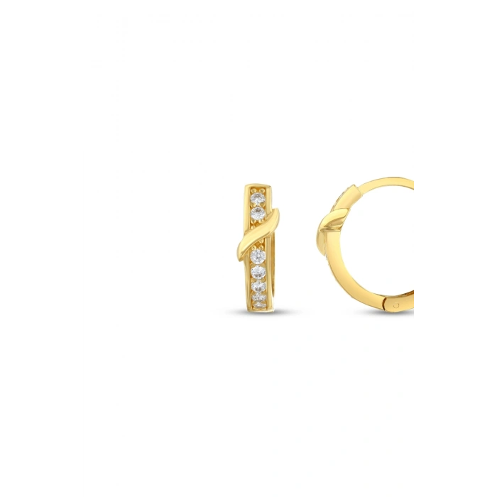 Taşlı Altın Halka Küpe - 14k - 3.09gr