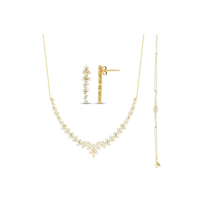 Taşlı Altın Nişan Düğün Set - 14k - 11.97gr