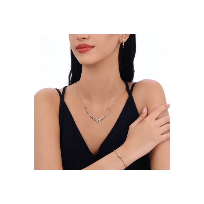 Taşlı Altın Nişan Düğün Set - 14k - 11.97gr