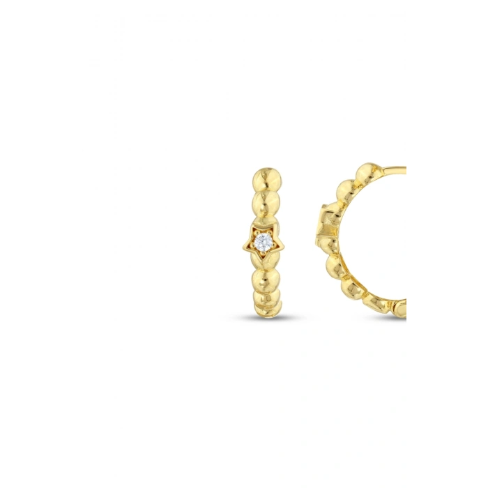 Yıldız Figürlü Altın Halka Küpe - 14k - 2.87gr
