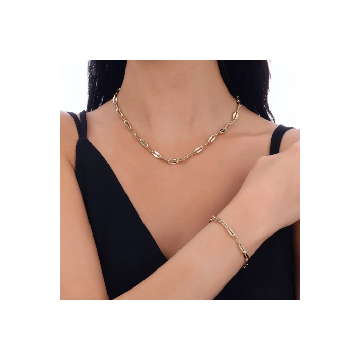 Zincir Formlu Altın Set - 14k - 3.87gr