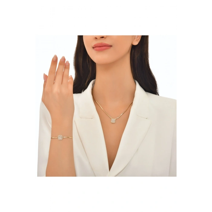 Baget Taşlı Altın Set - 14K