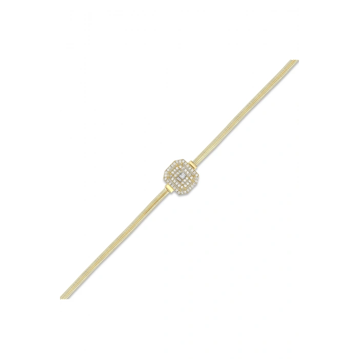 Baget Taşlı Altın Set - 14K