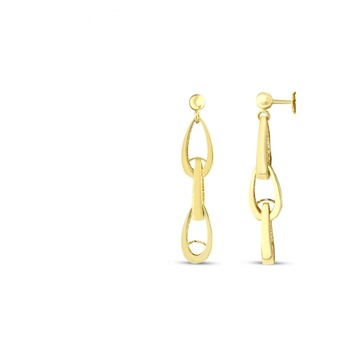 Altın Sallantılı Tasarım Küpe - 14K