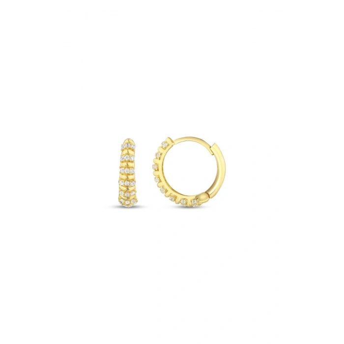 Taşlı Altın Halka Küpe - 14k - 2.46gr