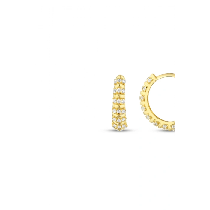 Taşlı Altın Halka Küpe - 14k - 2.46gr