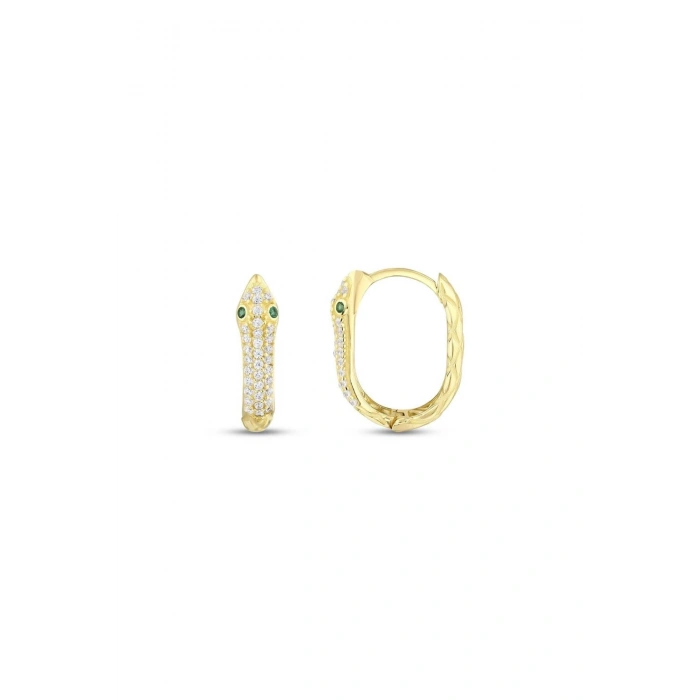 Yılan Figürlü Taşlı Altın Küpe - 14k - 3.06gr