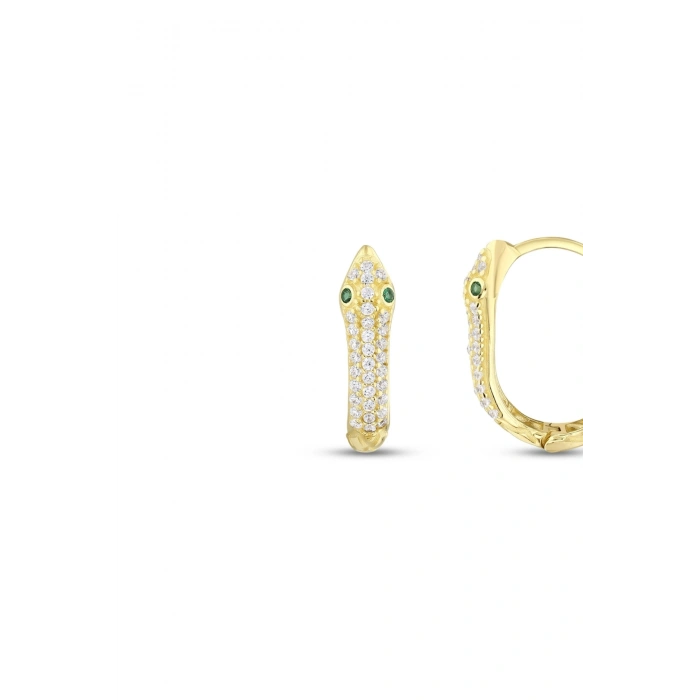 Yılan Figürlü Taşlı Altın Küpe - 14k - 3.06gr