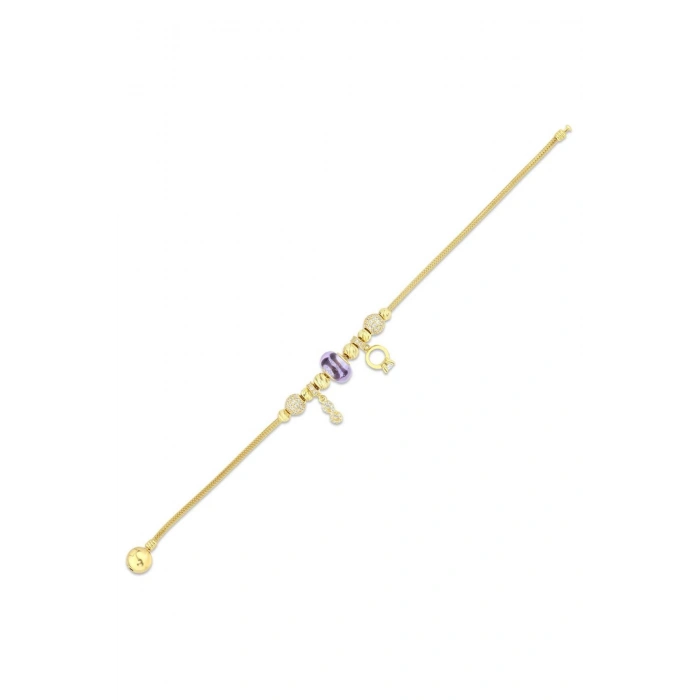 Tasarım Altın Charm Bileklik - 14K