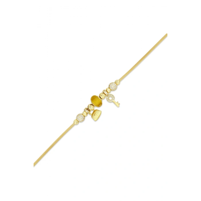 Tasarım Altın Charm Bileklik - 14K