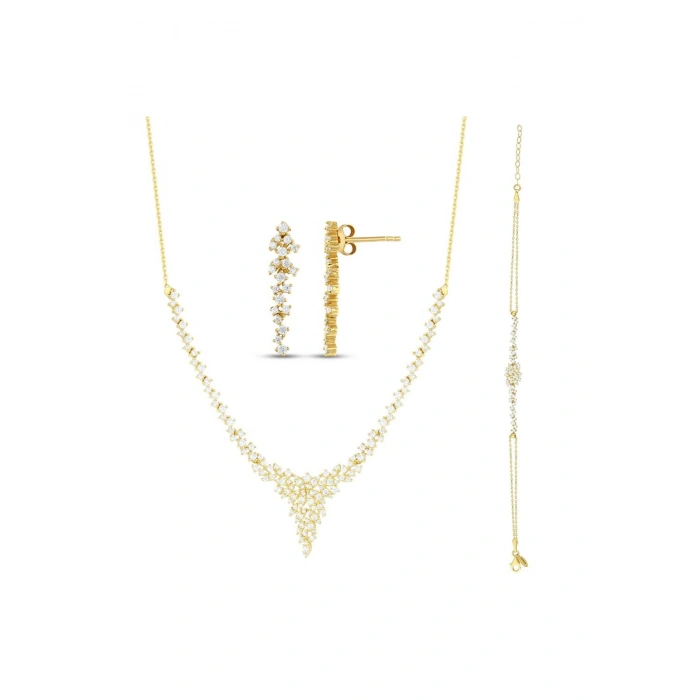 Taşlı Altın Nişan Düğün Set - 14k - 11.57gr