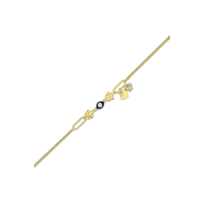 Nazar Boncuklu Altın Çocuk Bileklik - 14k - 2.68gr