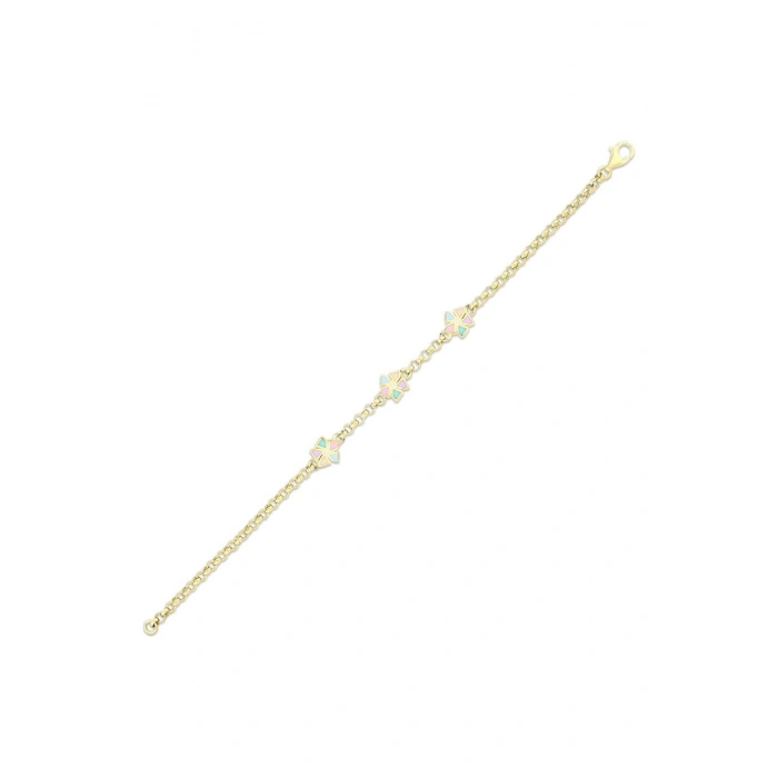 Çiçek Figürlü Altın Çocuk Bileklik - 14K