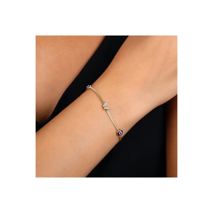 Nazar Boncuklu Altın Bileklik - 14k - 3.11gr