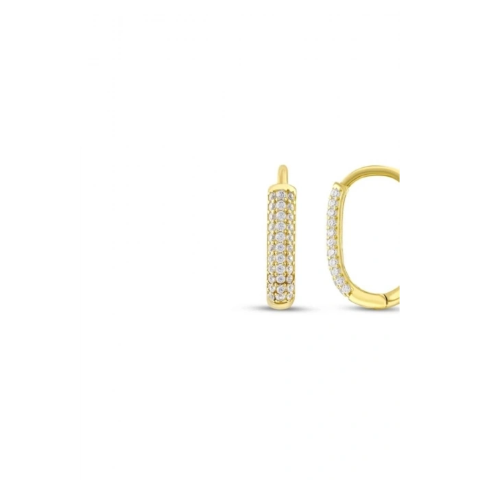Taşlı Altın Halka Küpe - 14k - 2.55gr