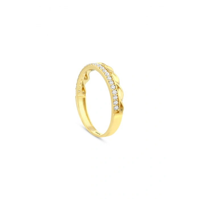 Taşlı Tasarım Altın Yüzük - 14K - 1.73gr